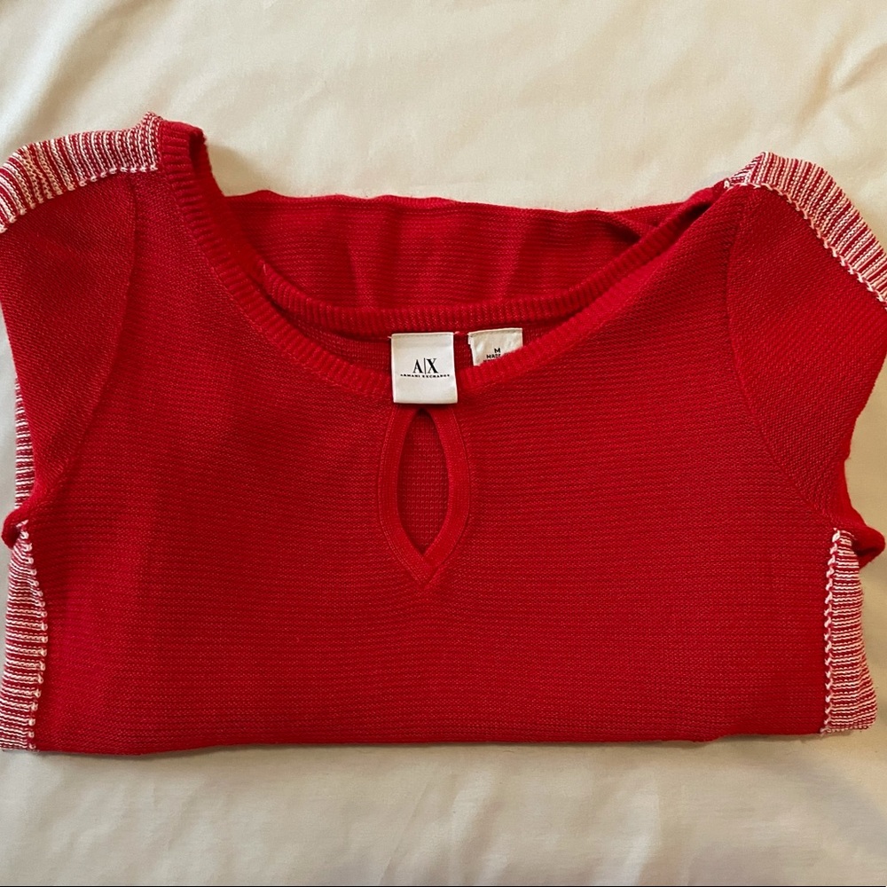 Vintage Armani Exchange Red Keyhole Crop Sweater